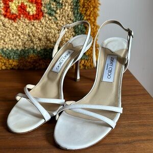Jimmy Choo 90’s White Strappy Heels Size 38.5